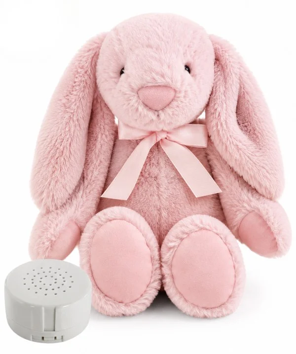 Soft pink heartbeat teddy bear keepsake that plays back baby's recorded heartbeat