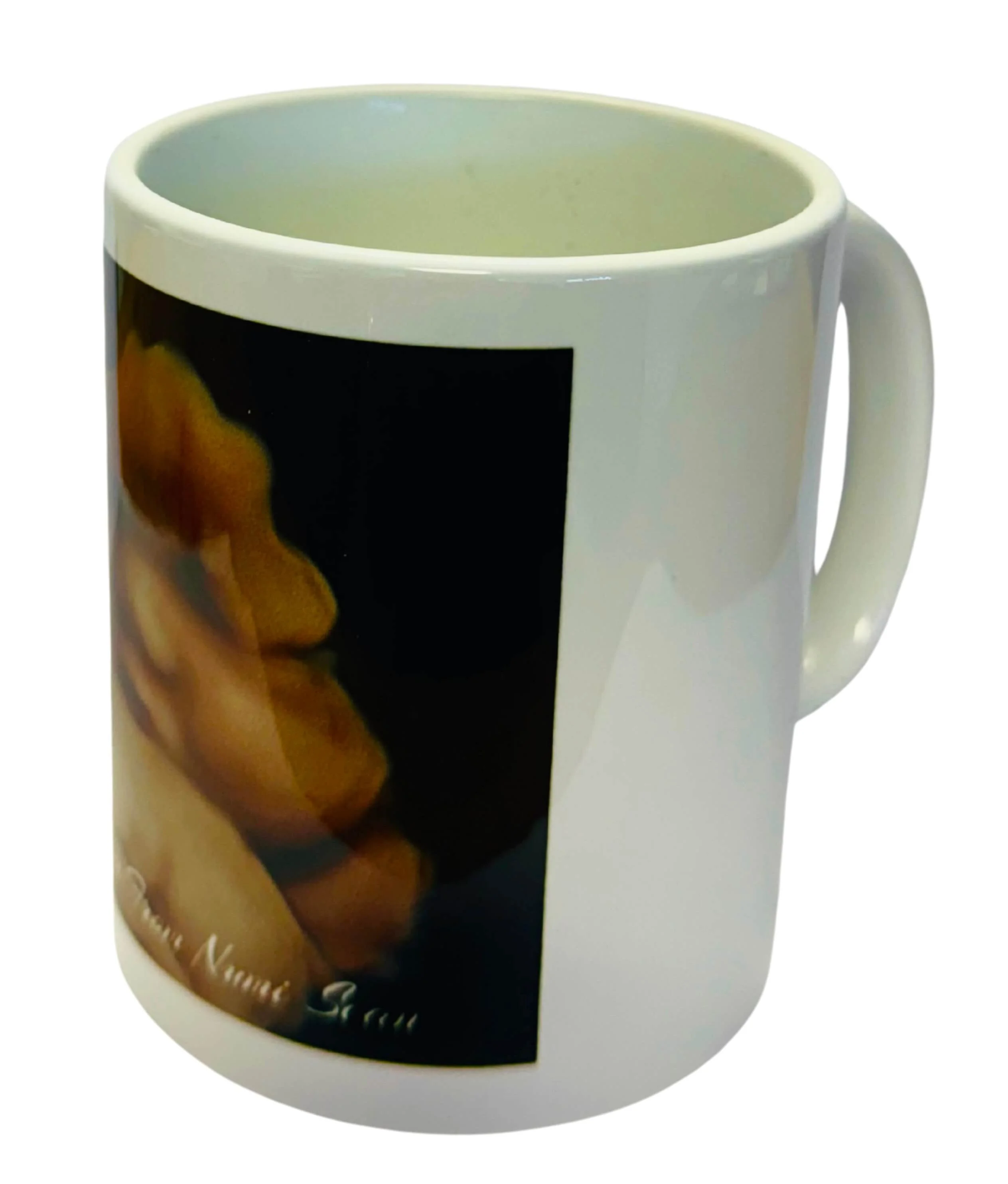 White ceramic keepsake mug printed with a baby scan image