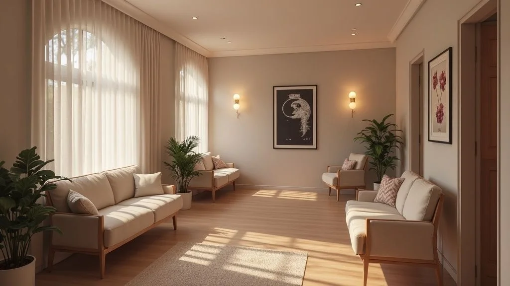 Modern Numi Scan Gosforth clinic interior with comfortable seating and a welcoming workplace atmosphere